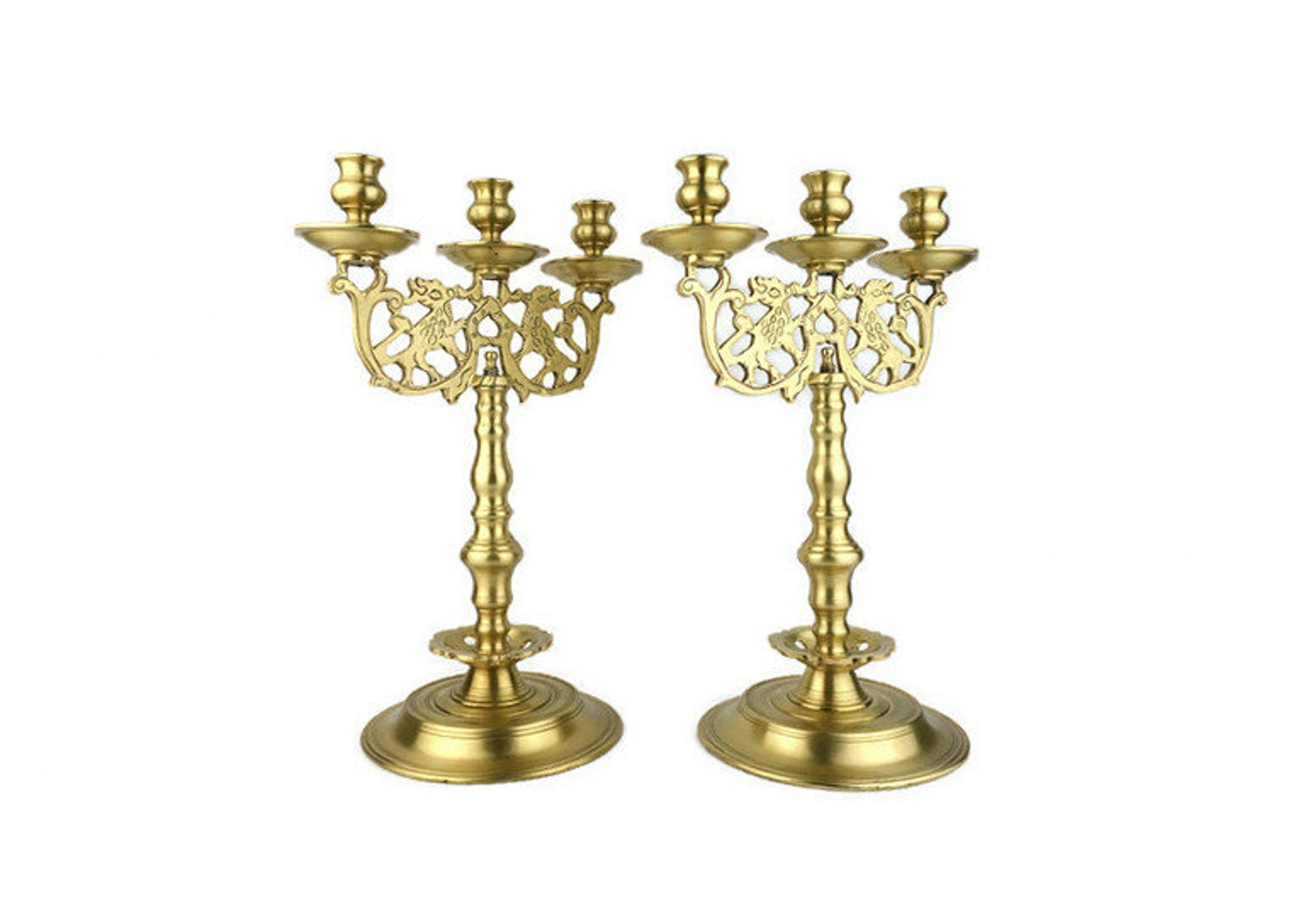 Antique Brass Candle Holder Set Pair Brass Candlesticks Etsy