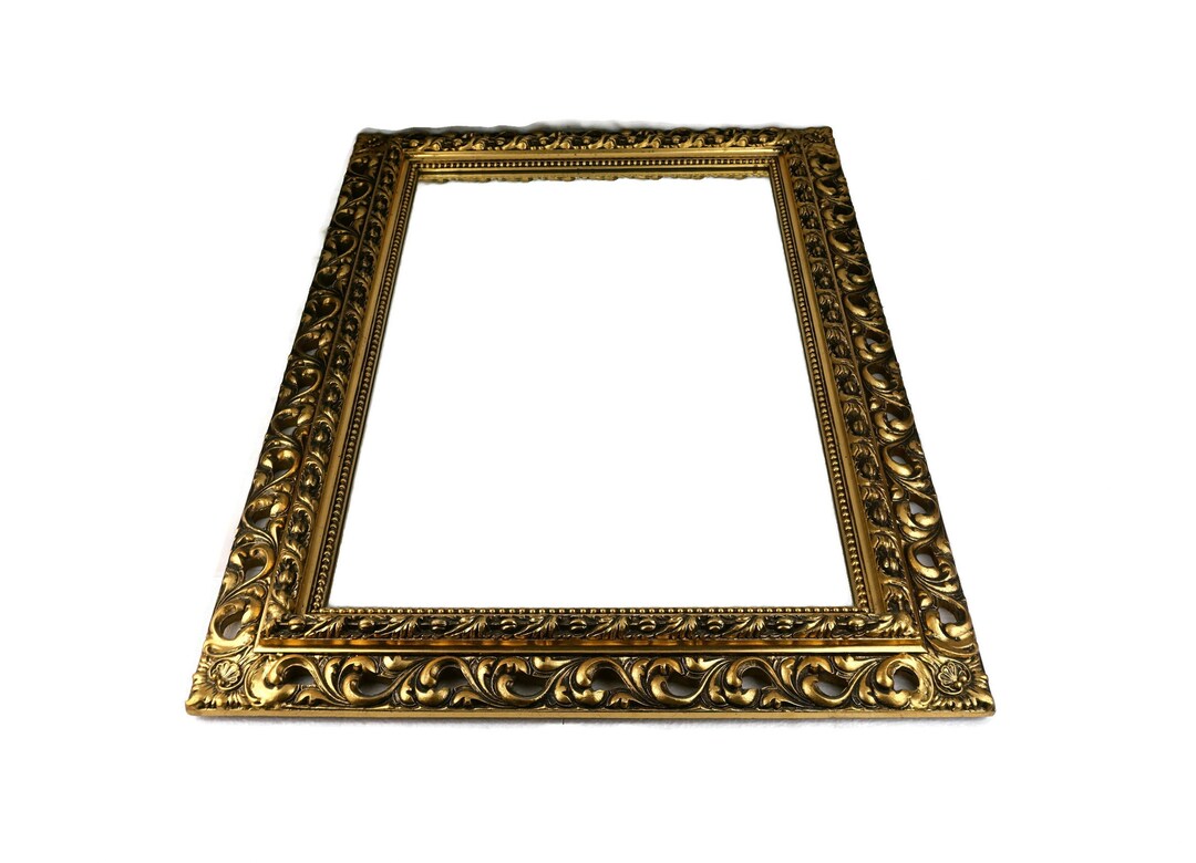 Antique Wooden Mirror With Gold Frame Wall Hanging Wooden Etsy
