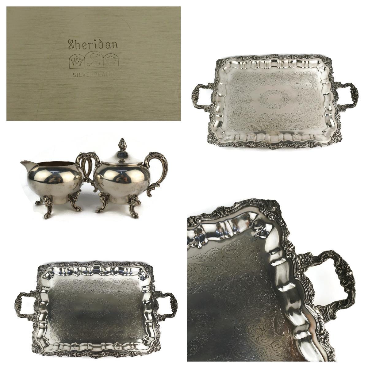 Sheridan Silver Plated Coffee Set, Silver on Copper Tea Set With