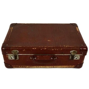 Vintage Suitcase, Travel Switcase, Cardboard Switcase, Brown Cardboard Luggage, Cardboard Train Case 60s