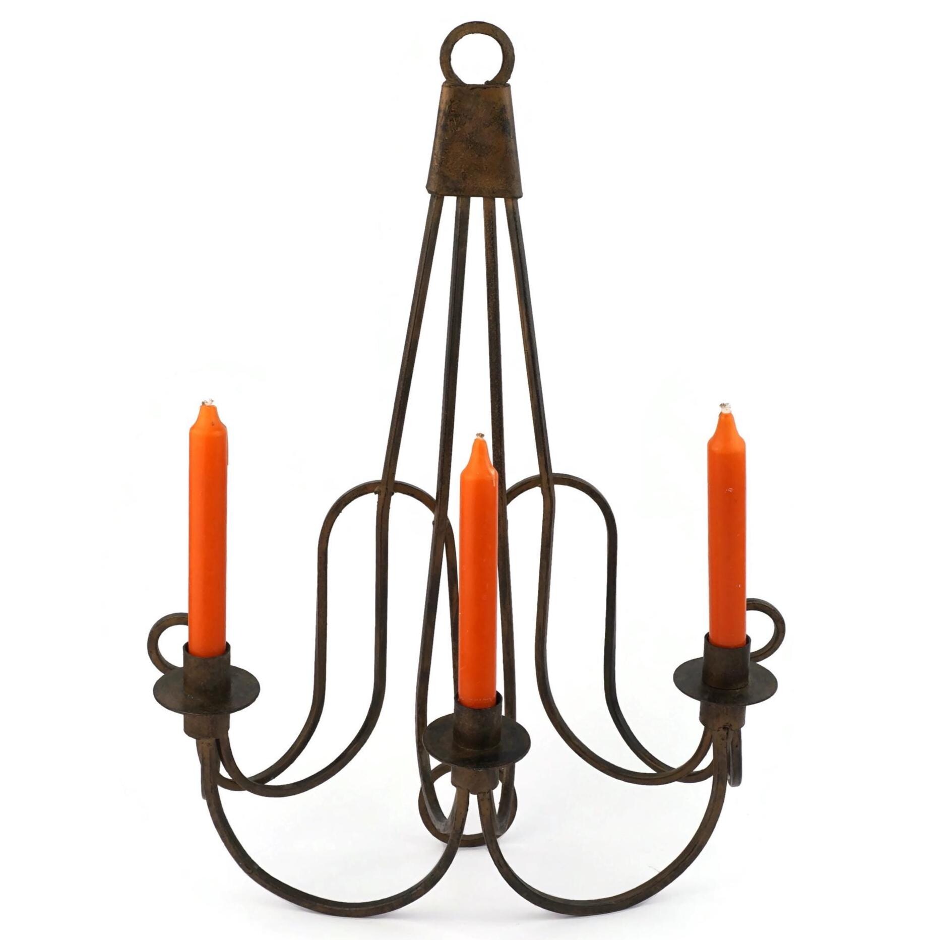 Vintage Iron Wall Candle Holder, Iron Sconce Candle Holder, 3 Candle Slots, Farmhouse Decor