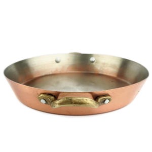 Vintage Copper Cooking Pan With Brass Handles, Copper Frying Pan, Copper Cookware