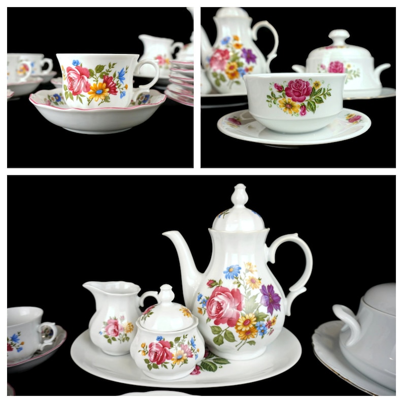 Vintage Porcelain Coffee Tea Set, Bavarian Porcelain Serving Breakfast ...