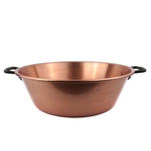 Large Copper Jam Preserve Pot With Iron Handles France, French Hand Hammered Copper Jam Preserve Pot