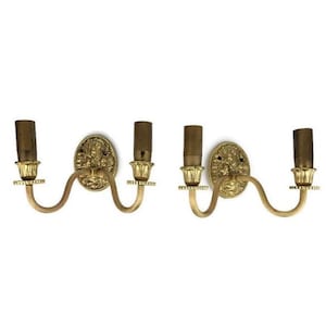 Antique French Sconces, Vintage Brass Sconces, Pair Wall Lamps, Wall Decor