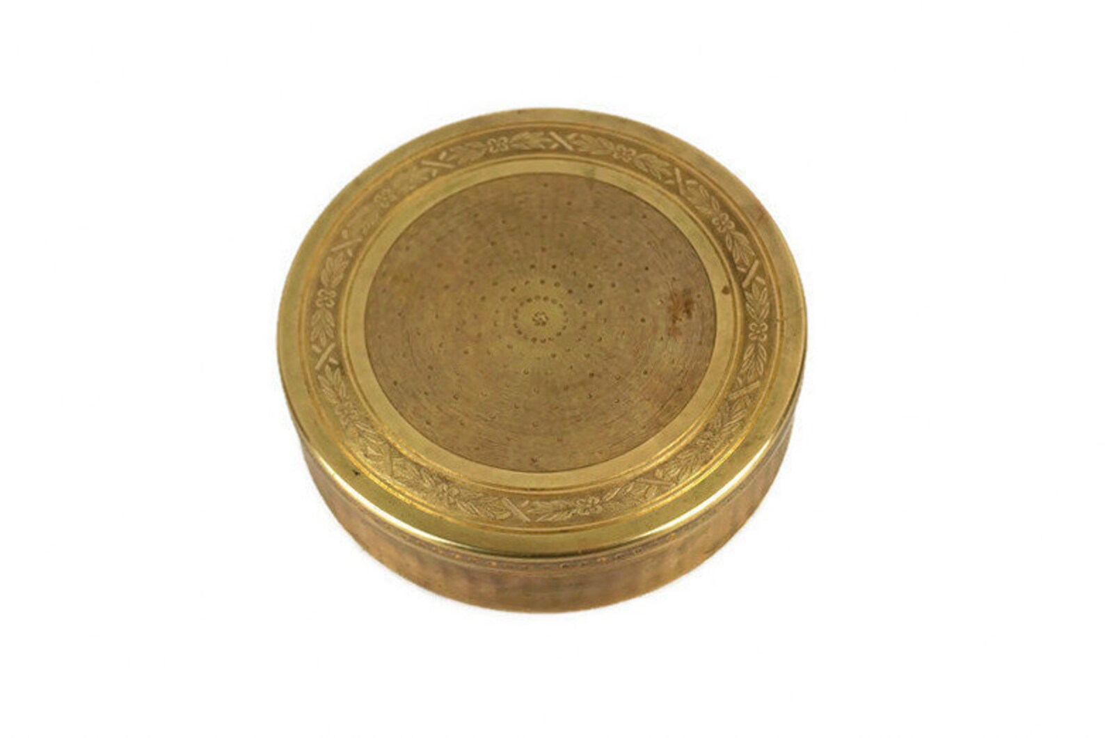 Antique Brass Engraved Snuff Box Etsy
