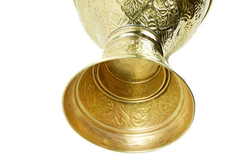 Antique Brass Vase, Extra Large Vase, Brass Engraved Vase image 6