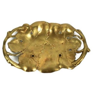 Antique Cast Brass Jewelry Tray, Vintage Brass Oval Jewelry Tray, Brass Embossed Ring Dish, Brass Key tray