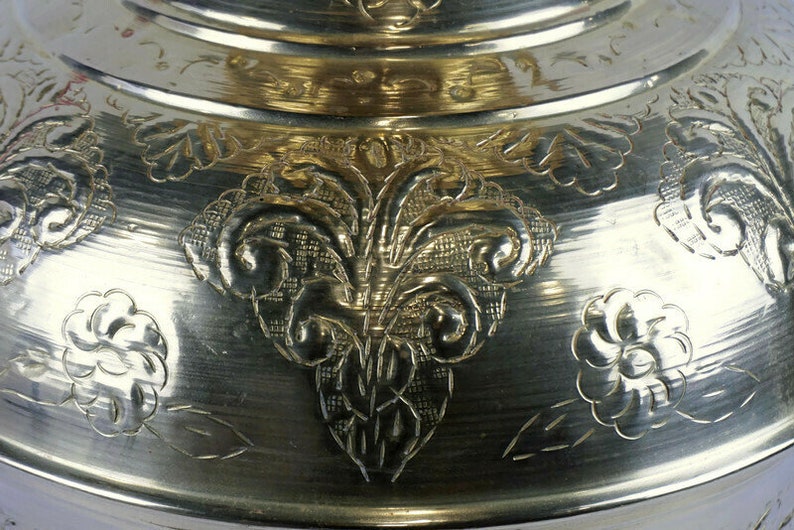 Antique Brass Vase, Extra Large Vase, Brass Engraved Vase image 3