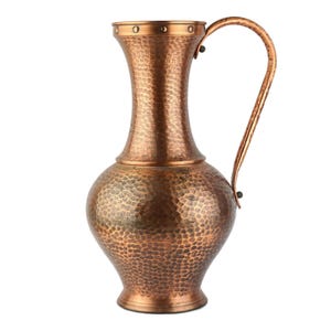Large Copper Pitcher Vase, Antique Copper Pitcher, Large Hammered Copper Vase