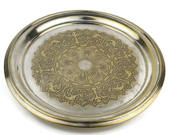 Bandeja plateada vintage, plato plateado, meseta plateada