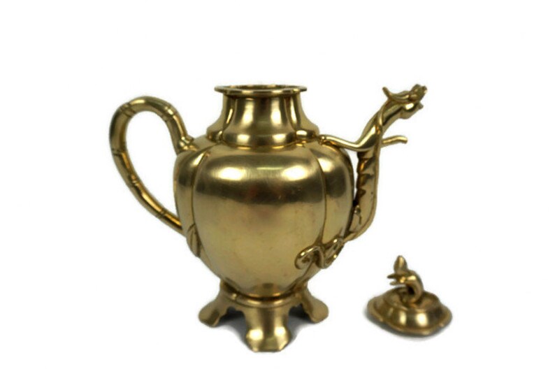 Vintage Asian Brass Teapot Antique Asian Brass Tea Pot Etsy