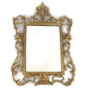 Antique Table Mirror, Brass Makeup Mirror