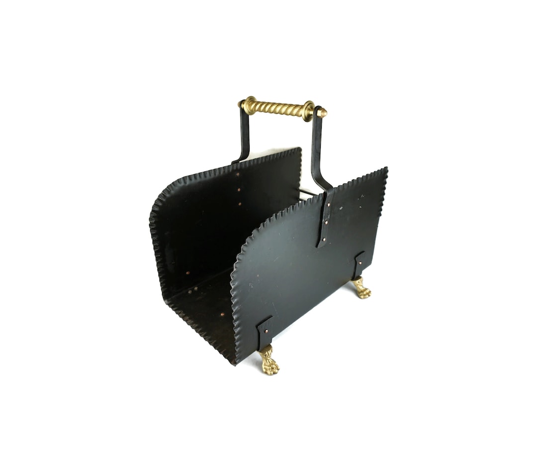 Antique Iron Firewood Stand, Vintage Firewood Storage Basket, Fireplace