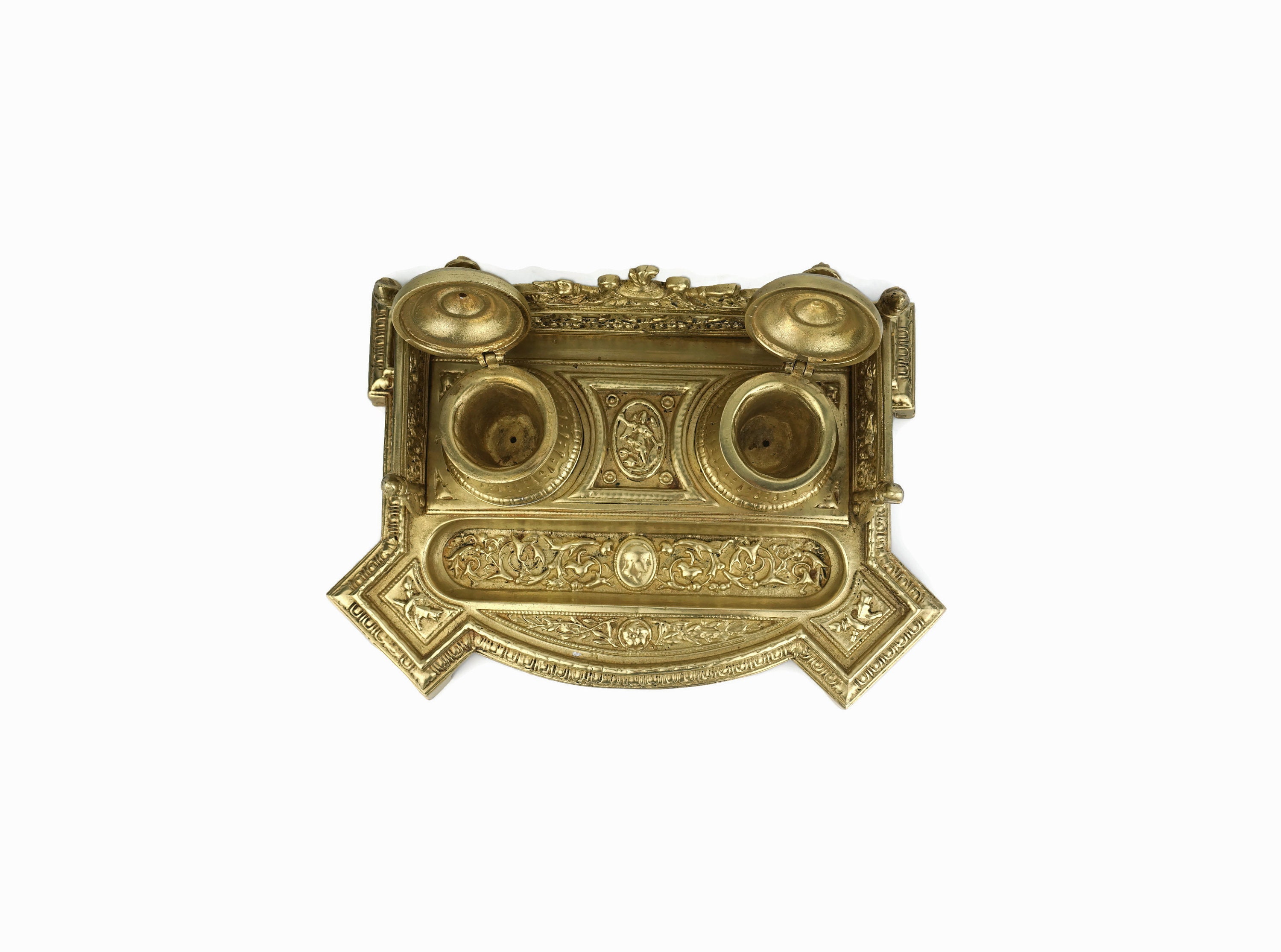 真鍮製 インク壺 アンティーク調　JAPAN ヴィンテージ　訳あり 真鍮製 インク壺 アンティーク調 JAPAN ヴィンテージ 訳あり