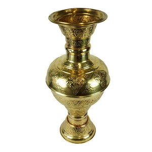 Antique Brass Vase, Extra Large Vase, Brass Engraved Vase image 9