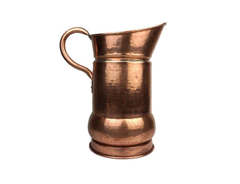 アンティーク銅製ピッチャー、手作り銅製水差し、フランス製大型銅製