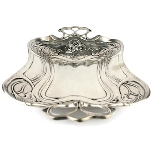 Antique Silver Plated Tray, 19th Century Silver Plated Tray, Engraved Silver Plated Plateau, Silver Plated Dining Tray