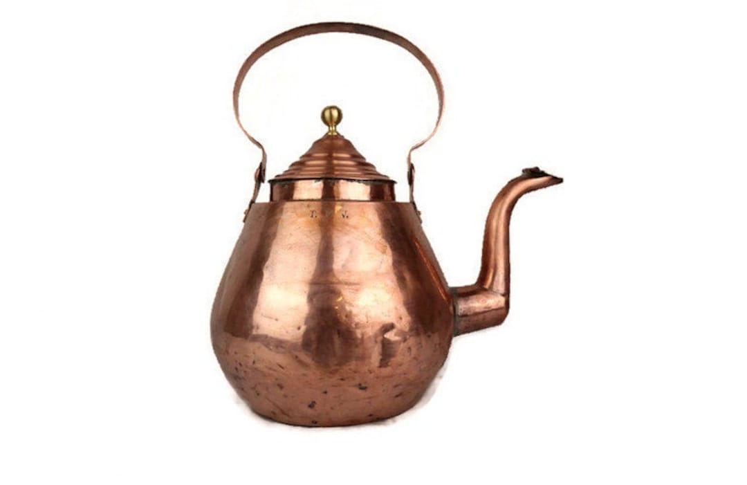 Antique Copper Teapot, Large Copper Teapot 10 L, 19th Century Copper