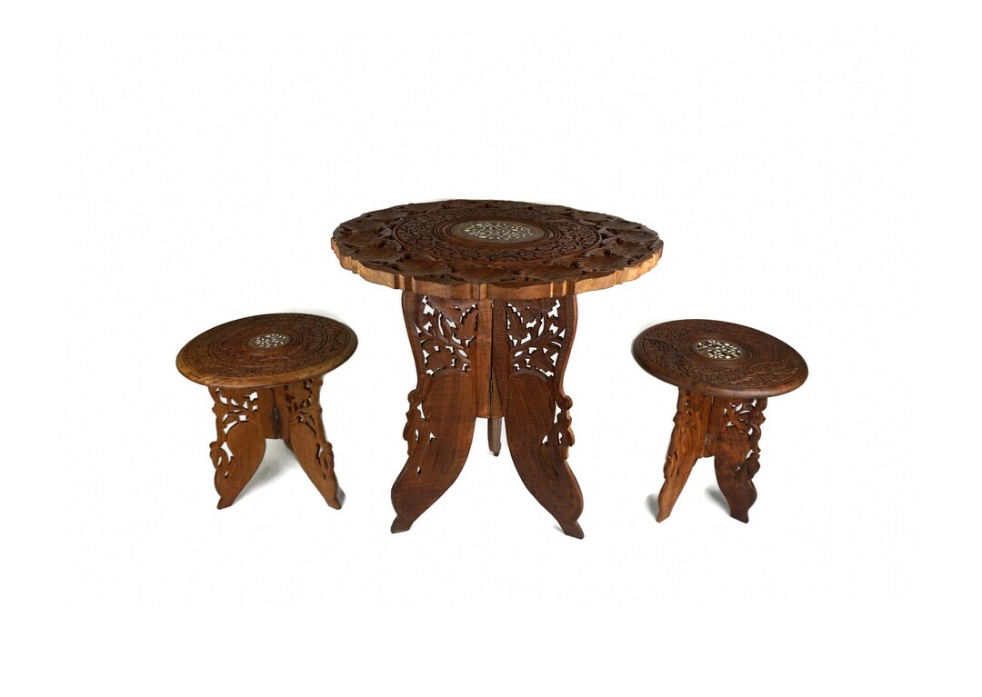 Antique Coffee Table Set With Two Chairs Handmade Coffee Etsy