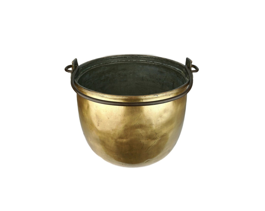 Antique Large Cauldron, Antique Firewood Storage Pot, Handmade Brass ...