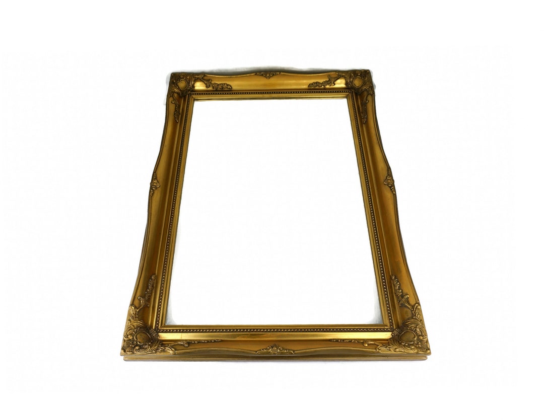 Antique Wooden Mirror With Gold Frame, Wall Hanging Wooden Mirror, Art