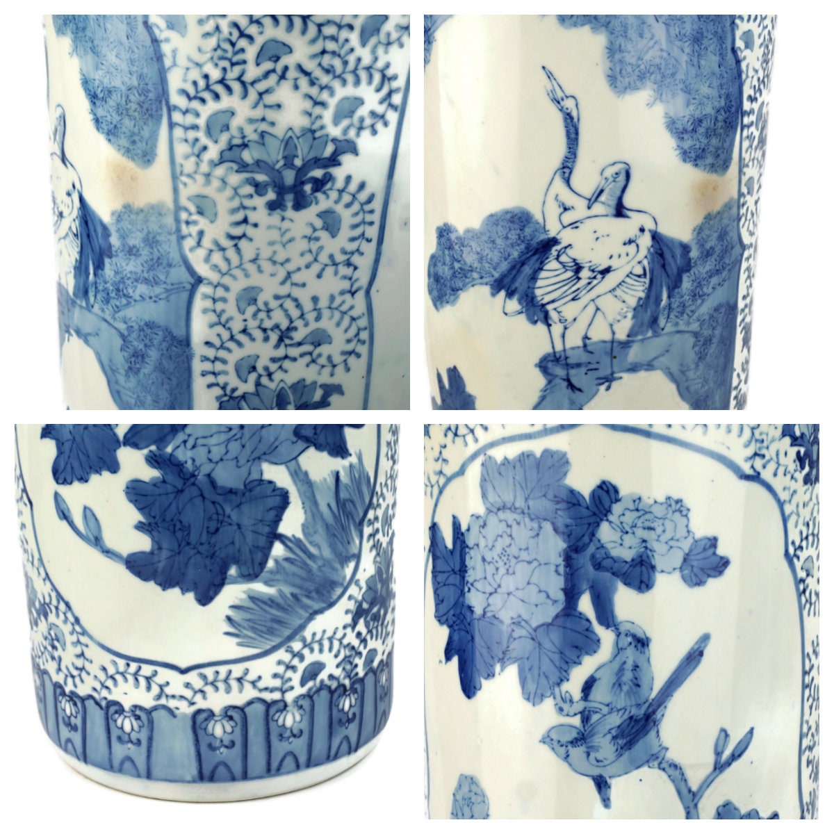 LYCDPYCD Ceramic Umbrella Bucket Floor Standing Freestanding Cane Stand For Living Room Multi-functional Painted Porcelain Vintage Ceramic Vase For