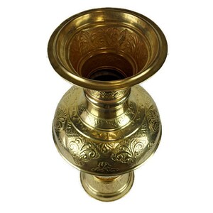 Antique Brass Vase, Extra Large Vase, Brass Engraved Vase image 8