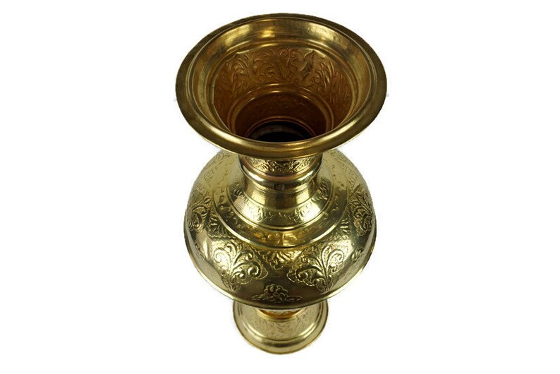 Antique Brass Vase, Extra Large Vase, Brass Engraved Vase image 8