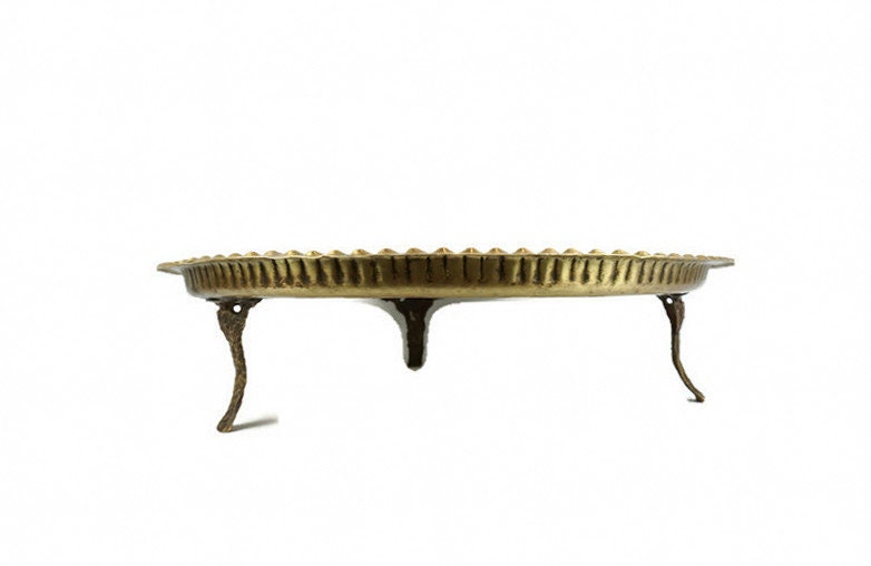 オスマン帝国テーブルトレイ、アンティーク手彫り真鍮テーブル