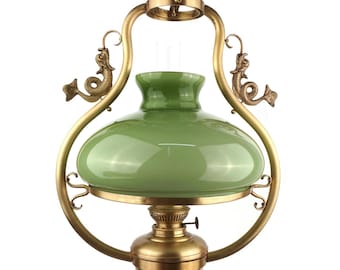 Hanging Oil Lamp, Antique Oil Chandelier,