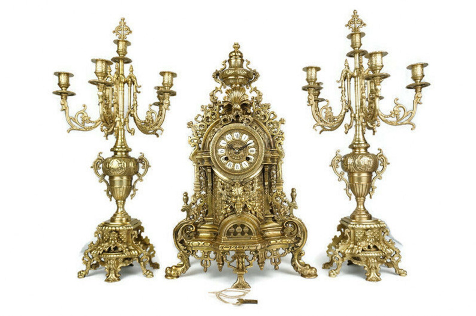 Antique Mantle Clock With Candle Holders Art Nouveau Mantle Etsy UK