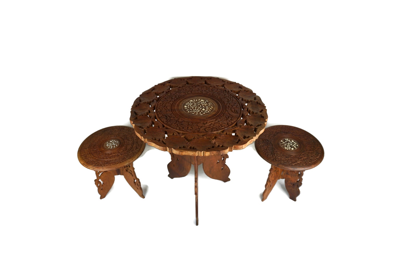 Antique Coffee Table Set With Two Chairs Handmade Coffee - Etsy