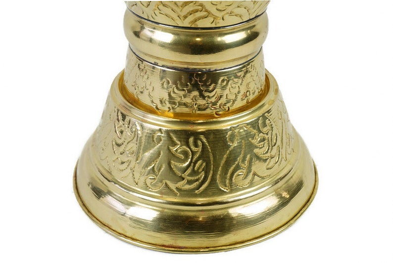 Antique Brass Vase, Extra Large Vase, Brass Engraved Vase image 5