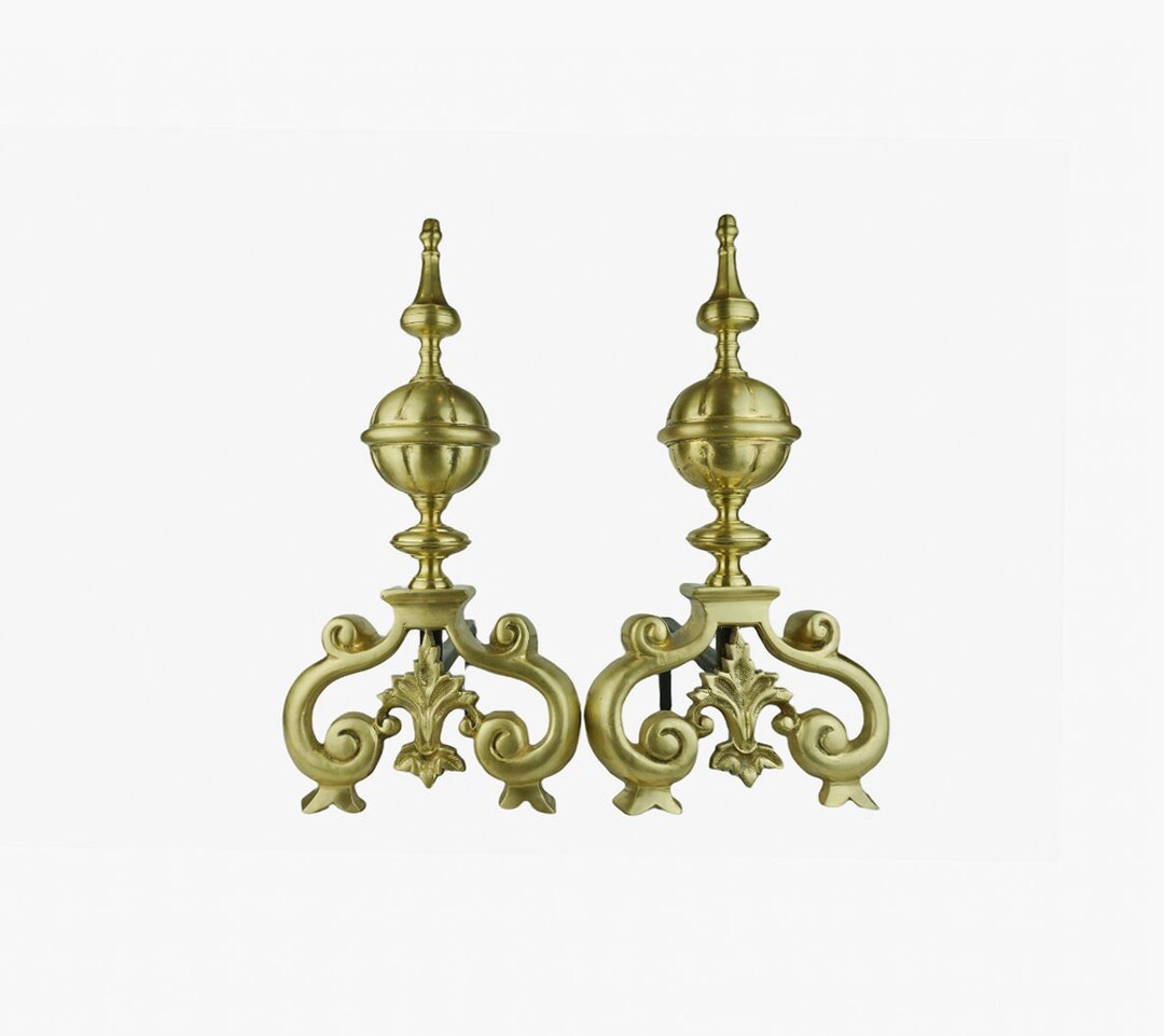 Antique French Andirons, 19th Century Fireplace Andirons France, Large