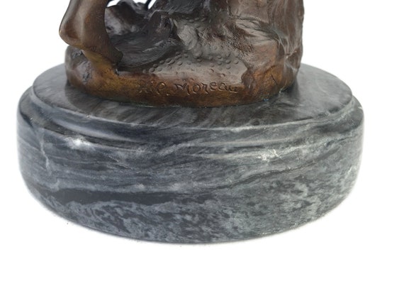 ☆★MIGNON★✩イポリットモロー☆★ブロンズ像★☆ アンティーク ブロンズ像、フランスのブロンズ彫刻の少女と少年