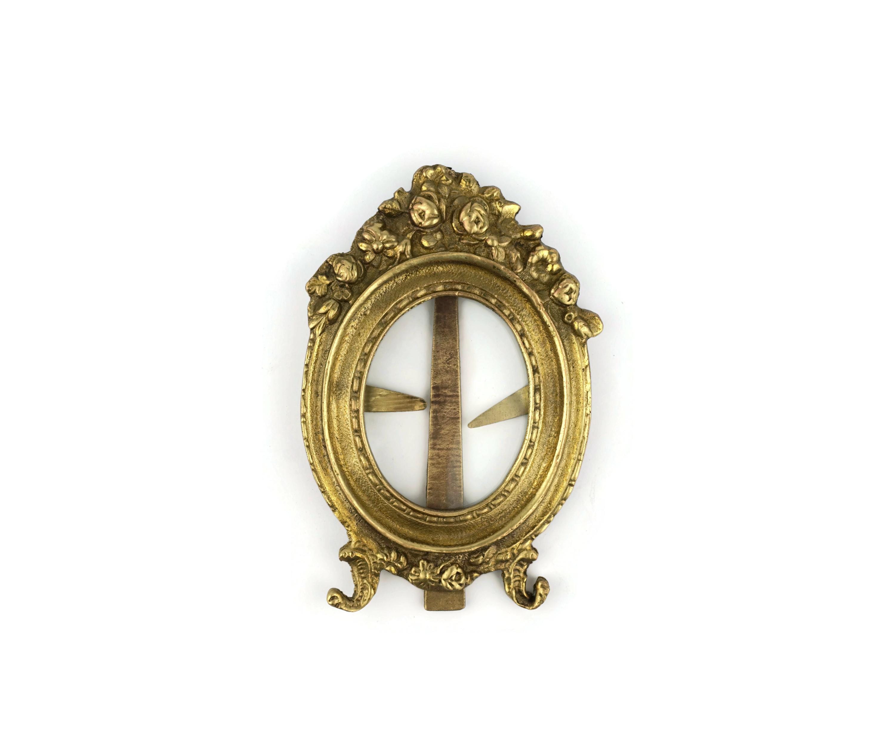 Baroque Italian Brass Flat Frame Photo Stand – 40cm, Handcrafted Souvenir Display