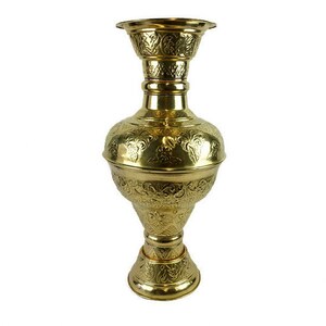 Antique Brass Vase, Extra Large Vase, Brass Engraved Vase image 2
