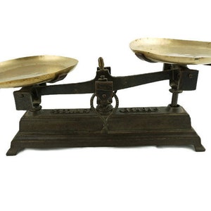 フランス製天秤、ヴィンテージ大型天秤、木製真鍮天秤