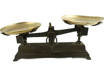 Vintage Balance Scale, French Brass Balance Scale, Antique Balance Scale France, 5 kg balance scale