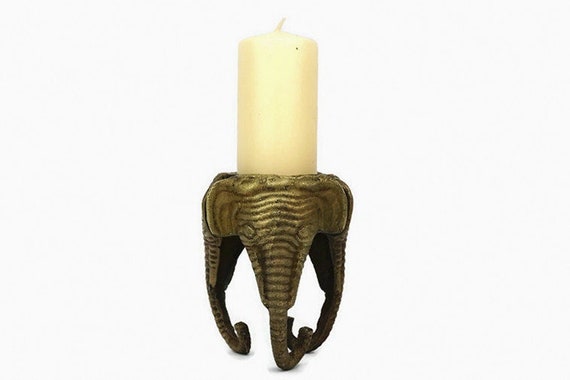 Antique Elephant Candle Holders, Brass Elephant Candlestick 