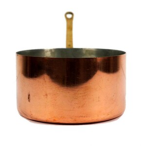 Vintage Copper Saucepan, Copper Cooking Pan With Brass Handle