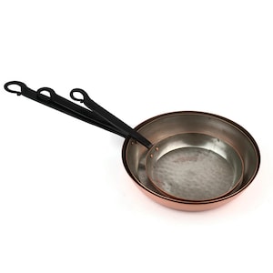 Vintage Copper Saucepan Set of 3 With Iron Handles, Copper Cooking Pan Set