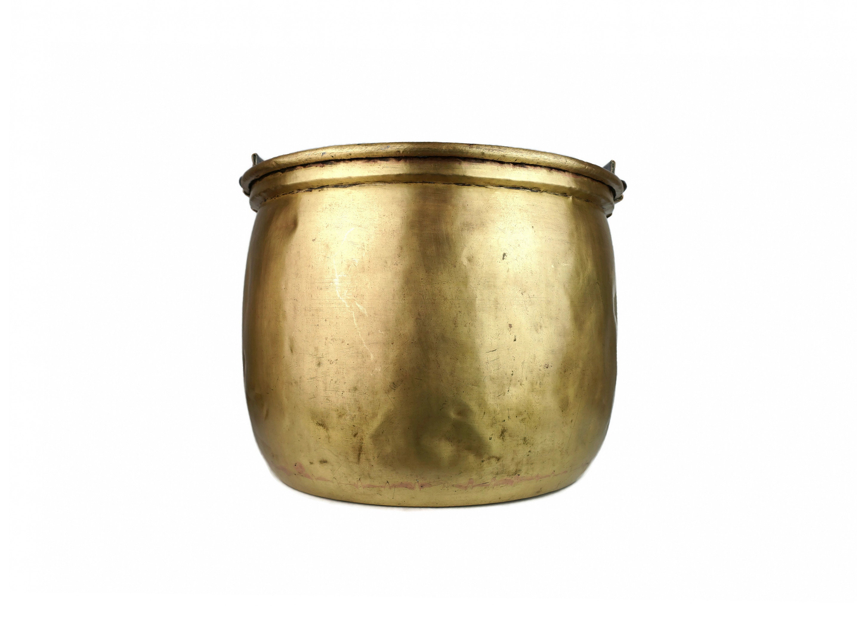 Antique Large Cauldron, Antique Firewood Storage Pot, Handmade Brass ...