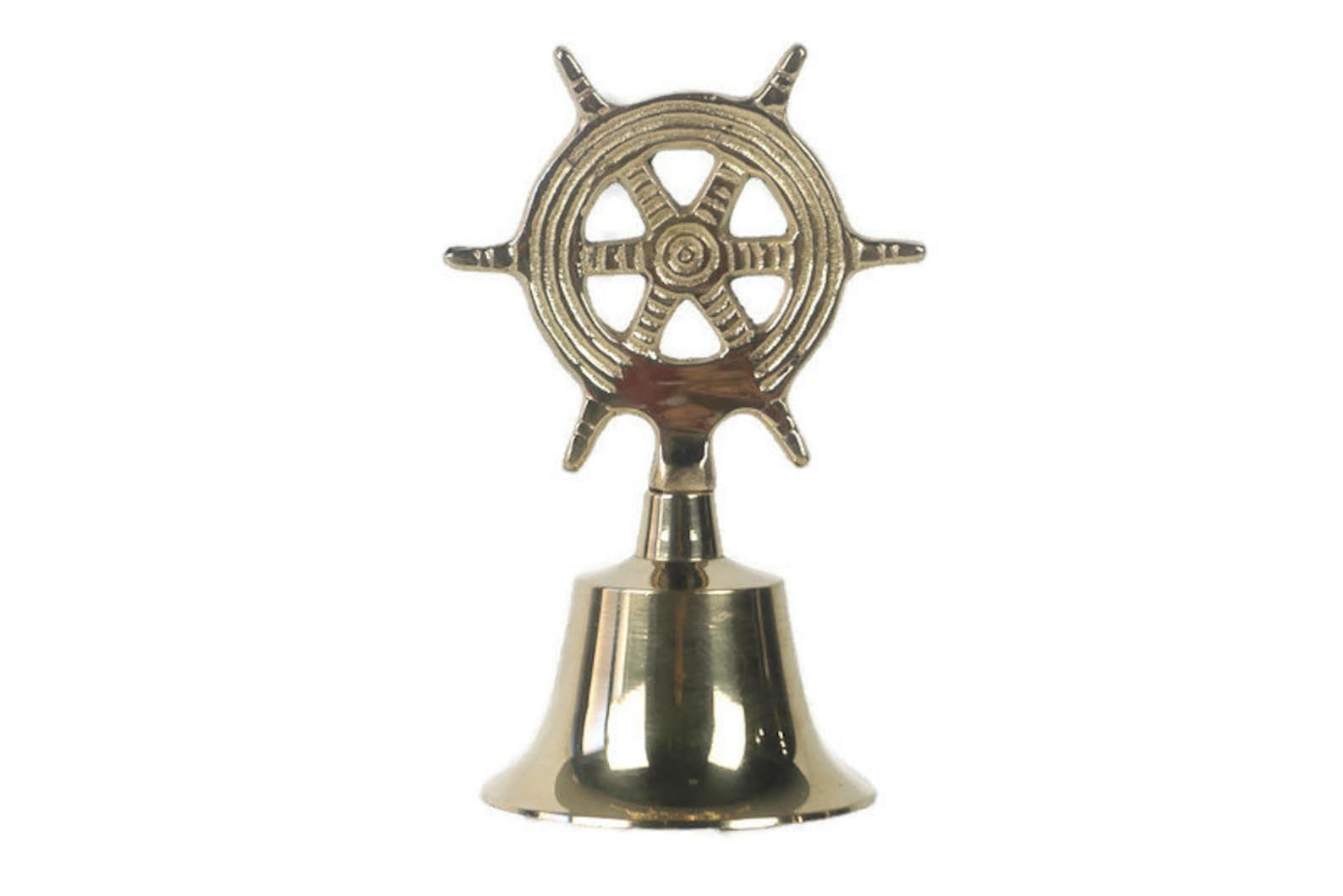 Vintage Ship Bell Brass Boat Bell With Ships Rudder Nautical Etsy