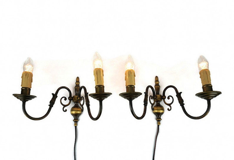 Antique Wall Lamp Set Vintage Pair Applique Lights French Etsy