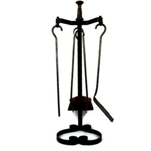 Vintage Large Iron Fireplace Tool Set