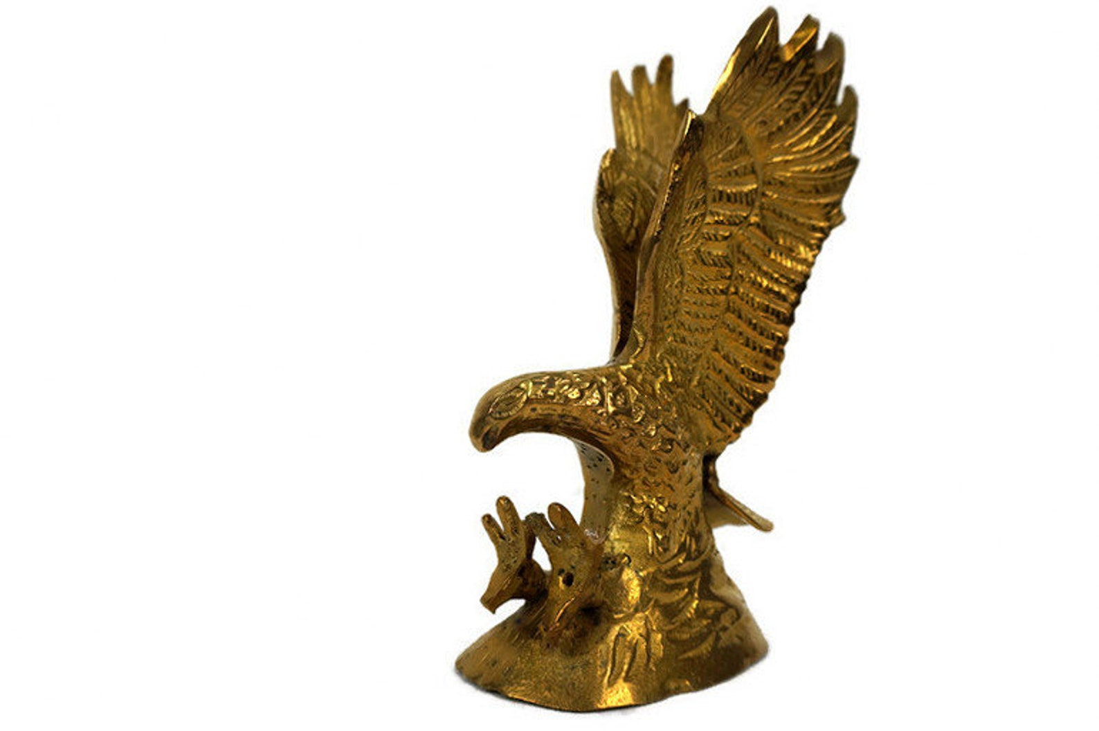 Vintage Brass Eagle Figurine Large Brass Eagle Sculpture Etsy