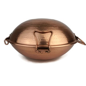 Pentole in rame vintage, pentola in rame martellato Cataplana, casseruola in rame con coperchio