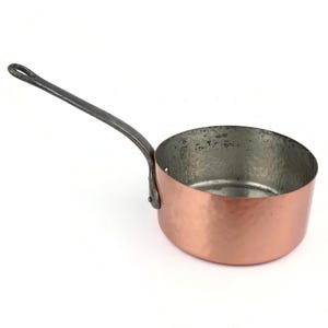 Hammered Copper Saucepan France, Copper Cooking Pan With Wrought Iron Handle, Kitchen Decor, Tin Lined Cookware, Vintage Decor Gift